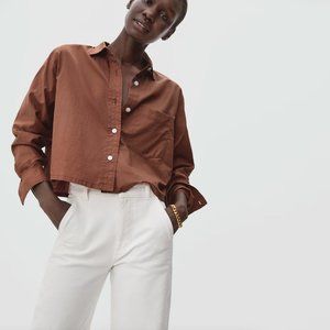 Everlane Silky Cotton Way-Short Shirt Medium Like New in Cinnamon